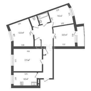 4-к квартира, вторичка, 78м2, 9/9 этаж