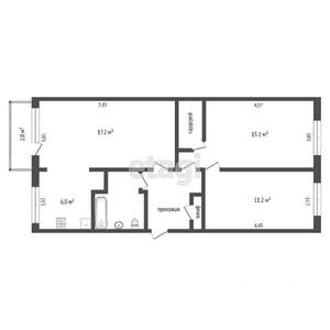 3-к квартира, вторичка, 63м2, 3/5 этаж