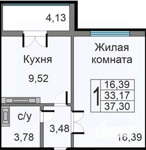 1-к квартира, вторичка, 37м2, 6/10 этаж