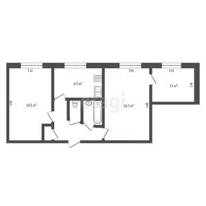 3-к квартира, вторичка, 51м2, 1/2 этаж