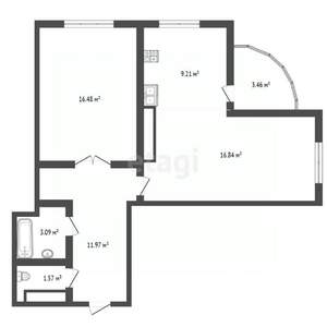 2-к квартира, вторичка, 63м2, 15/19 этаж