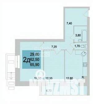 2-к квартира, вторичка, 66м2, 2/9 этаж