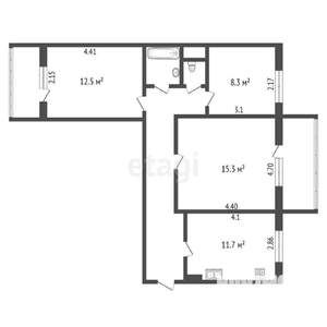 3-к квартира, вторичка, 71м2, 8/9 этаж
