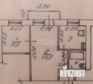 2-к квартира, вторичка, 35м2, 4/4 этаж