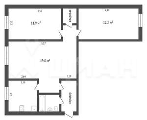 3-к квартира, вторичка, 60м2, 1/5 этаж