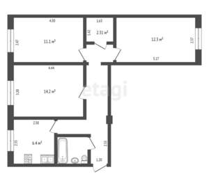 3-к квартира, вторичка, 59м2, 1/5 этаж