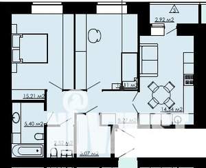 2-к квартира, строящийся дом, 66м2, 1/9 этаж