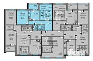 2-к квартира, строящийся дом, 57м2, 7/10 этаж