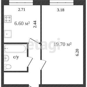 1-к квартира, вторичка, 37м2, 3/9 этаж
