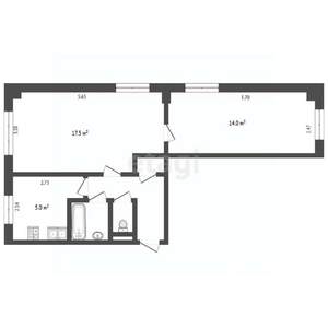 2-к квартира, вторичка, 46м2, 1/2 этаж