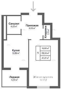1-к квартира, сданный дом, 42м2, 8/17 этаж