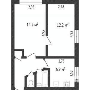 2-к квартира, вторичка, 45м2, 1/5 этаж
