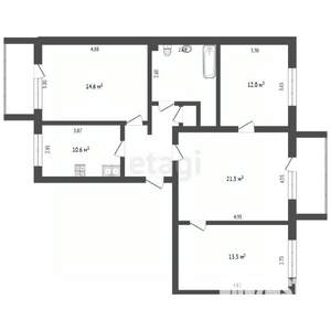 4-к квартира, вторичка, 88м2, 6/6 этаж