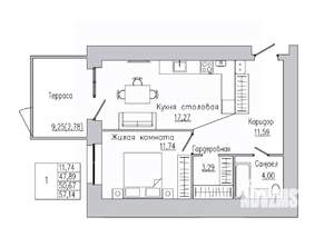 1-к квартира, вторичка, 51м2, 1/8 этаж
