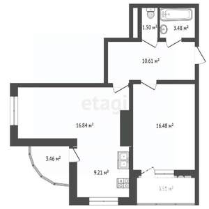 2-к квартира, вторичка, 65м2, 12/19 этаж