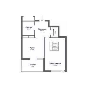 1-к квартира, вторичка, 42м2, 8/17 этаж