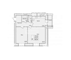 2-к квартира, вторичка, 64м2, 3/9 этаж