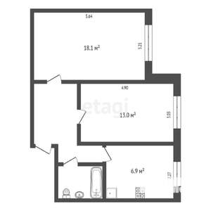 2-к квартира, вторичка, 50м2, 1/5 этаж