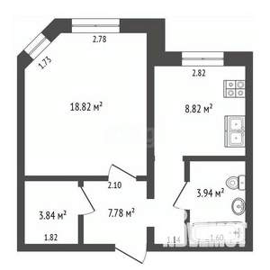 1-к квартира, вторичка, 42м2, 1/17 этаж