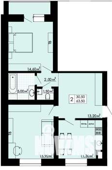 2-к квартира, вторичка, 65м2, 5/5 этаж