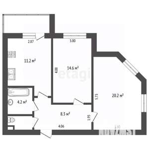 2-к квартира, вторичка, 60м2, 7/9 этаж