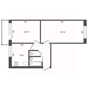 2-к квартира, вторичка, 44м2, 2/5 этаж