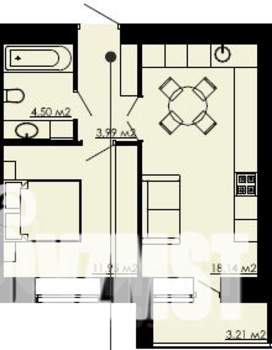 1-к квартира, строящийся дом, 43м2, 3/9 этаж
