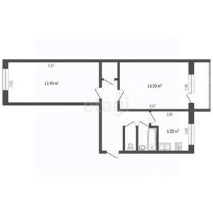 2-к квартира, вторичка, 45м2, 2/5 этаж