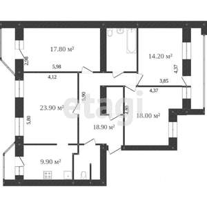 4-к квартира, вторичка, 122м2, 9/9 этаж