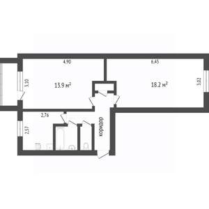 2-к квартира, вторичка, 49м2, 4/5 этаж