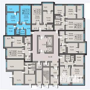 2-к квартира, строящийся дом, 65м2, 1/19 этаж