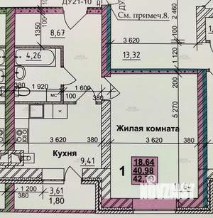 1-к квартира, вторичка, 43м2, 3/5 этаж