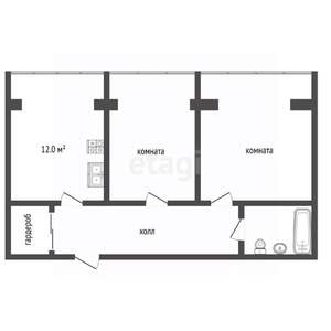 2-к квартира, вторичка, 56м2, 1/5 этаж