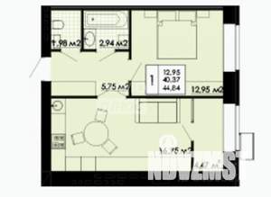 1-к квартира, вторичка, 43м2, 2/3 этаж