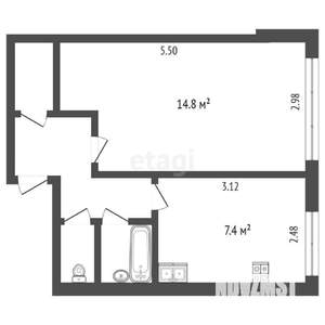 1-к квартира, вторичка, 32м2, 2/5 этаж