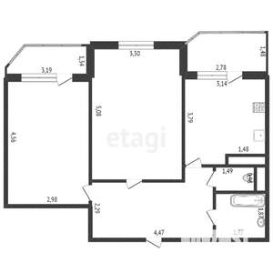 2-к квартира, вторичка, 56м2, 8/19 этаж