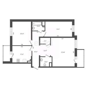 3-к квартира, вторичка, 80м2, 2/19 этаж