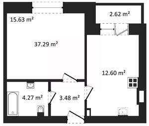 1-к квартира, вторичка, 37м2, 3/3 этаж