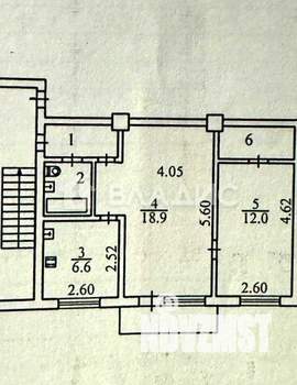 2-к квартира, вторичка, 46м2, 4/5 этаж
