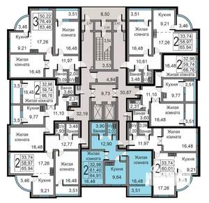 2-к квартира, вторичка, 64м2, 11/19 этаж