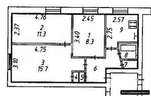 3-к квартира, вторичка, 50м2, 1/5 этаж