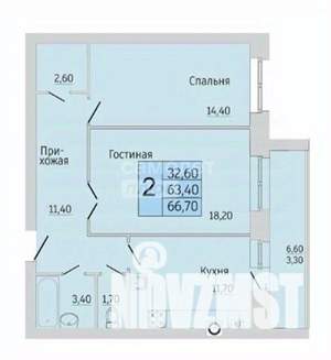 2-к квартира, вторичка, 67м2, 8/9 этаж