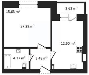 1-к квартира, вторичка, 37м2, 3/3 этаж