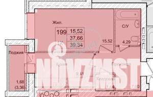 1-к квартира, сданный дом, 39м2, 7/9 этаж
