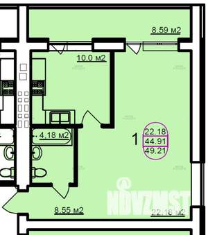 1-к квартира, вторичка, 50м2, 3/5 этаж