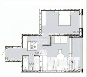 1-к квартира, вторичка, 48м2, 4/22 этаж