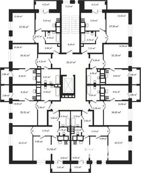 1-к квартира, строящийся дом, 34м2, 8/9 этаж