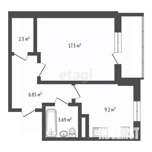 1-к квартира, вторичка, 41м2, 16/22 этаж