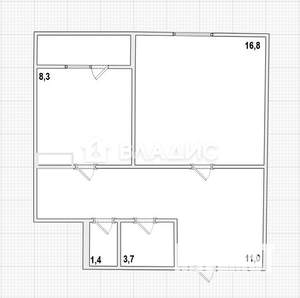 1-к квартира, вторичка, 41м2, 8/9 этаж