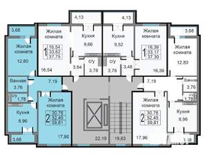 2-к квартира, строящийся дом, 60м2, 6/10 этаж